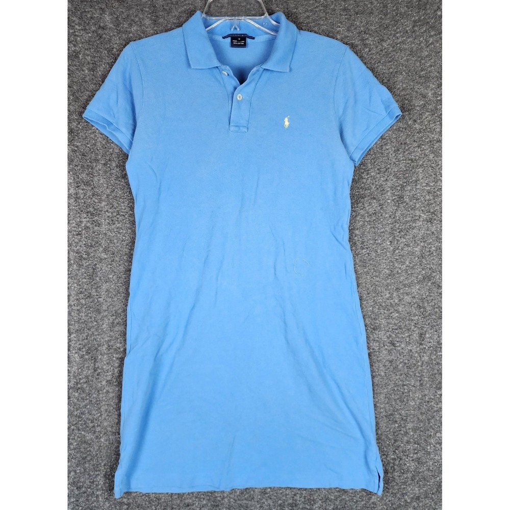 Ralph Lauren Sport Dress Womens M Blue Short Sleeve Pique Polo EUC